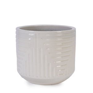 English Elm Ceramic Planter - Hand-Crafted Modern Flowerpot For Indoor & Outdoor Use In Elegant White Finish W3273P326369