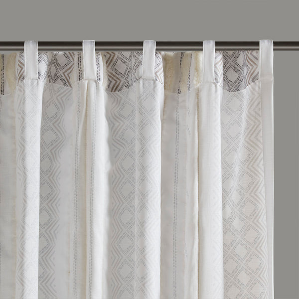JLA Home INK+IVY - 2pk Poly Printed Curtain Panel with Tufted Stripe — Boho Geometric Light-Filtering Drapes, Textured 100% Polyester 95 L x 50 W x 0.13H II40-1329