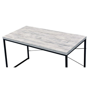 English Elm Faux Rectangular Writing Desk with Faux Concrete Top, Sleek Metal Base for Ergonomic, Organized Workspaces Antique White,Black B016P311345