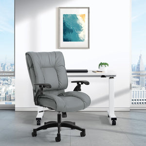 OSP Home Furnishings Leather Executive Conference Chair with Lumbar Support Pillow Top Ergonomic Seating 9333E-EC42