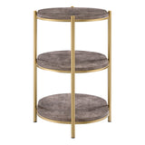 OSP Home Furnishings Renton 3-Tier Oval Table Brown Stone/Soft Gold