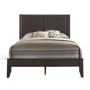 English Elm Espresso Classic Panel Bed with Rectangular Headboard, Raised Molding Trim, Tapered Wood Legs, Box Spring Ready B062S00476