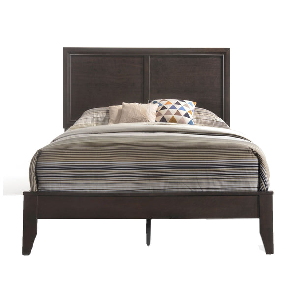 English Elm Espresso Classic Panel Bed with Rectangular Headboard, Raised Molding Trim, Tapered Wood Legs, Box Spring Ready B062S00476