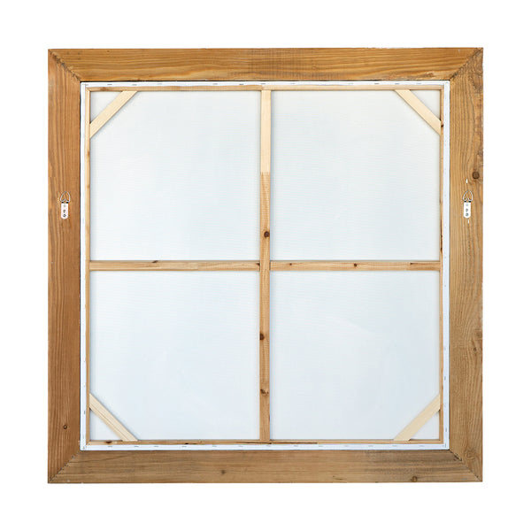 English Elm 39.4x39.4" Hand-painted Floral Canvas White Rose Art in Distressed Pine Frame W2078P481786