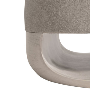 Bernhardt Bernhardt Sereno Round Bench With Lutra Faux Stone Cast-Resin Base, Upholstered Seat, 22" Square, Rustic Modern 329506