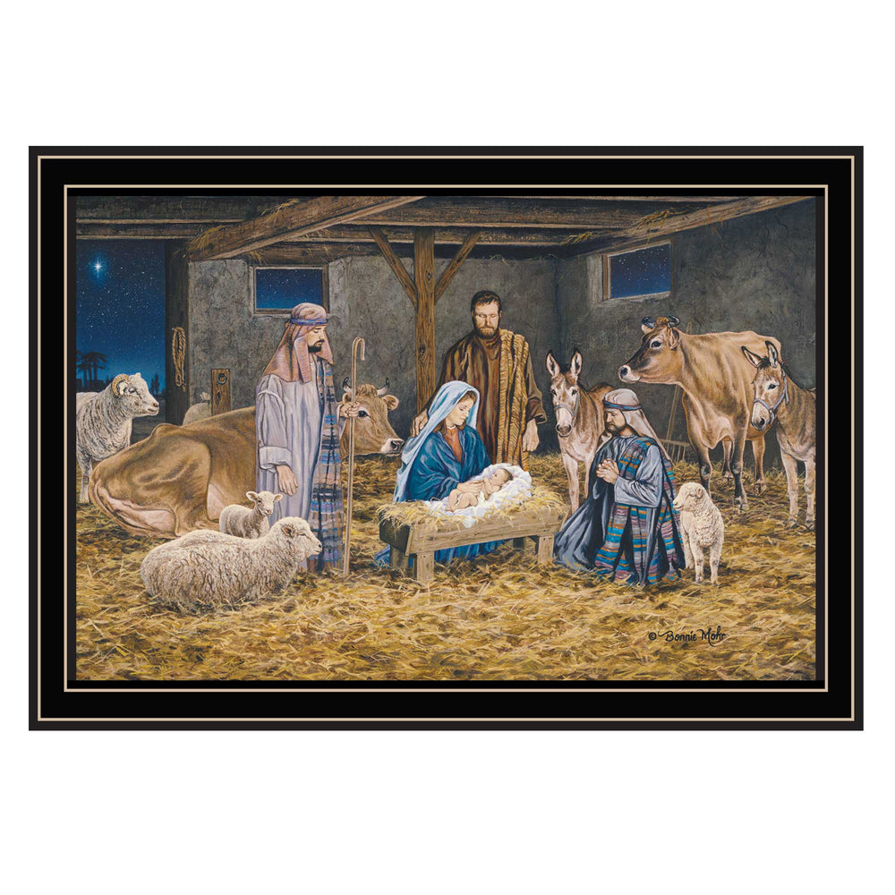 English Elm Trendy Nativity Black Framed Print Bonnie Mohr Faith Art Ready to Hang Home Decor B067P252298