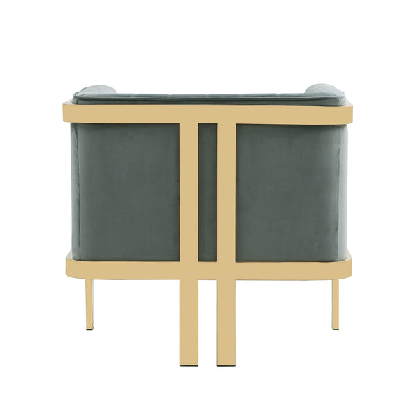 English Elm Paramount Velvet Lounge Chair with Polished Brass Stainless Steel Frame, Plush High-Density Comfort Warm Grey B365P397974