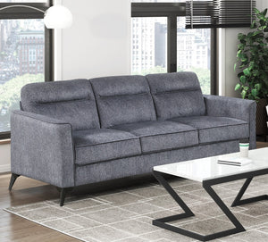 English Elm Modern Tellot 3-Seater Sofa Contemporary Tan Microfiber Upholstery Plush Cushions Black Metal Legs 79" Dark Gray 68 L x 26 W x 20.5 H B011P339280