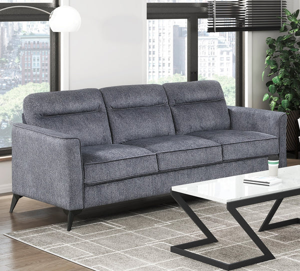English Elm Modern Tellot 3-Seater Sofa Contemporary Tan Microfiber Upholstery Plush Cushions Black Metal Legs 79" Dark Gray 68 L x 26 W x 20.5 H B011P339280