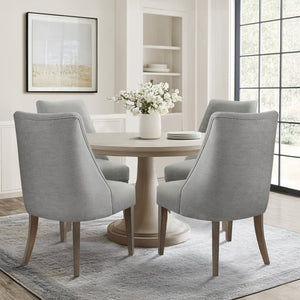 JLA Home Martha Stewart - Upholstered Chenille Dining Chairs Set of 2 — Farmhouse Distressed Wood Legs, Plush Curved Comfort, Versatile Seating MT108-0160