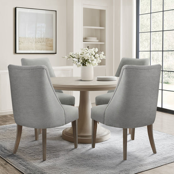 JLA Home Martha Stewart - Upholstered Chenille Dining Chairs Set of 2 — Farmhouse Distressed Wood Legs, Plush Curved Comfort, Versatile Seating MT108-0160
