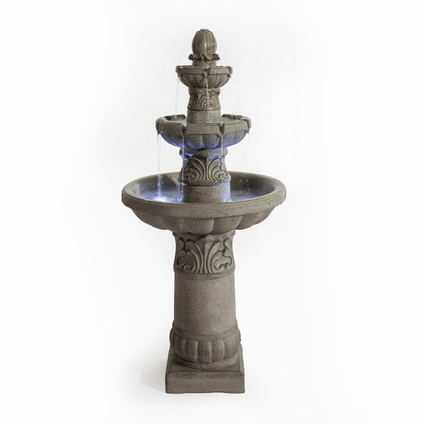 English Elm 3-tier Cascading Resin Fountain with Led Lights for Patio Garden or Indoor Use W853P412665