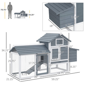 English Elm Pawhut Solid Fir Backyard Chicken Coop with Nesting Box Run and Sliding Tray White W2225P229286