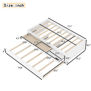 English Elm Twin Triple Metal Bunk Bed Matte Powder Coated Frame with Full Safety Guardrails White W1580S00385