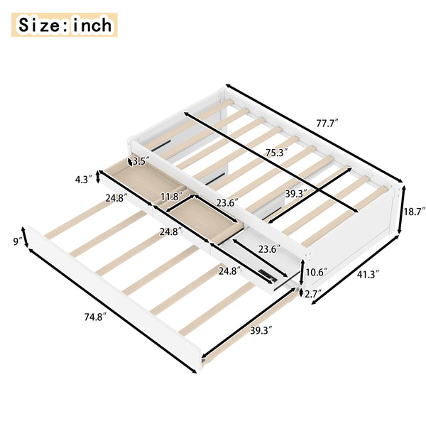 English Elm Twin Triple Metal Bunk Bed Matte Powder Coated Frame with Full Safety Guardrails White W1580S00385