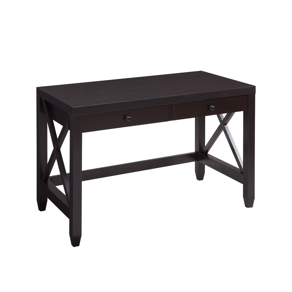 English Elm Home Office Desk - Classic Writing Table With X-Brace Leg Frame, Two Drawers, & Ample Workspace B107P302906