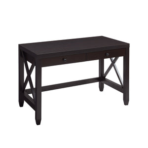 English Elm Home Office Desk - Classic Writing Table With X-Brace Leg Frame, Two Drawers, & Ample Workspace B107P302906