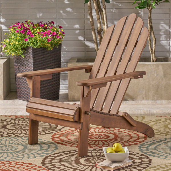 English Elm Christopher Knight Home® - HOLLYWOOD Acacia Wood Foldable Adirondack Chair for Patio & Poolside — Weather-Resistant, Classic Comfort Dark Brown 39.25 L x 24.5 W x 7.75 H 62399.00DBRN