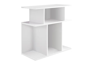 English Elm Accent Three-Tier Accent Table with Six Open Display Shelves for Living Room, Bedroom, Modern Design White 28 L x 15 W x 8 H B2710P219051