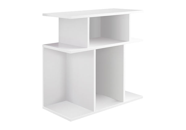 English Elm Accent Three-Tier Accent Table with Six Open Display Shelves for Living Room, Bedroom, Modern Design White 28 L x 15 W x 8 H B2710P219051