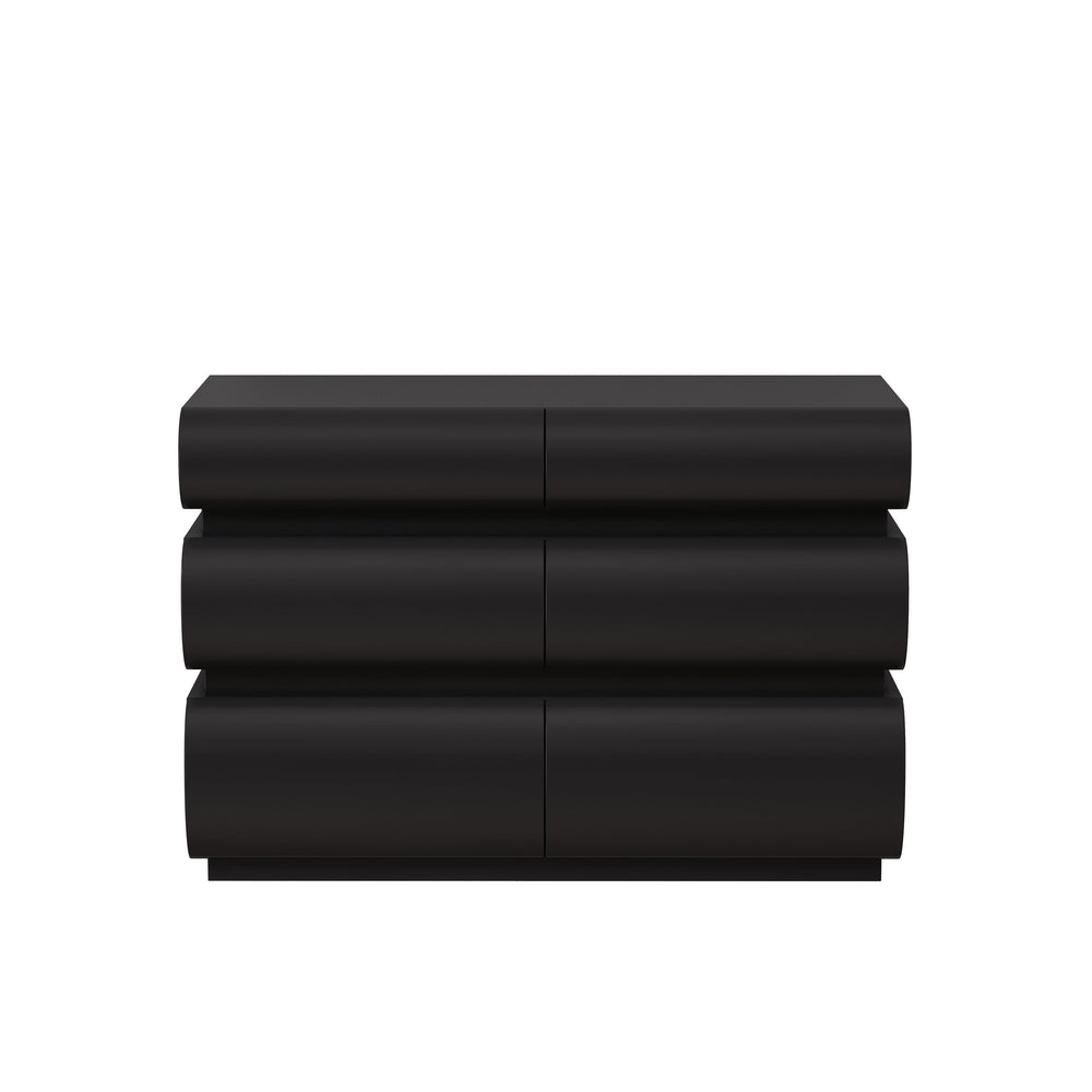 English Elm 6 Modern 6-Drawer Dresser Black No Handle Bedroom Chest with Wide Storage, Sleek Scratch-Resistant Design W757P318427