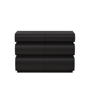 English Elm 6 Modern 6-Drawer Dresser Black No Handle Bedroom Chest with Wide Storage, Sleek Scratch-Resistant Design W757P318427