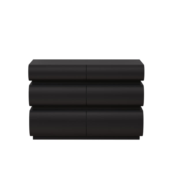 English Elm 6 Modern 6-Drawer Dresser Black No Handle Bedroom Chest with Wide Storage, Sleek Scratch-Resistant Design W757P318427