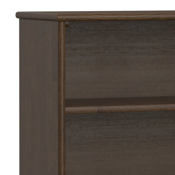 English Elm Draper Mid Century Low Bookcase with Solid Wood Craftsmanship, Tapered Legs & Four Open Shelves for Stylish Storage and Display Walnut Brown B136P238599