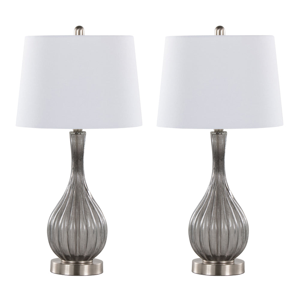 English Elm Jenny Crackle Glass Table Lamp Set with Gold Hardware and Linen Shade for Bedrooms B202P224038