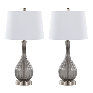 English Elm Jenny Crackle Glass Table Lamp Set with Gold Hardware and Linen Shade for Bedrooms B202P224038