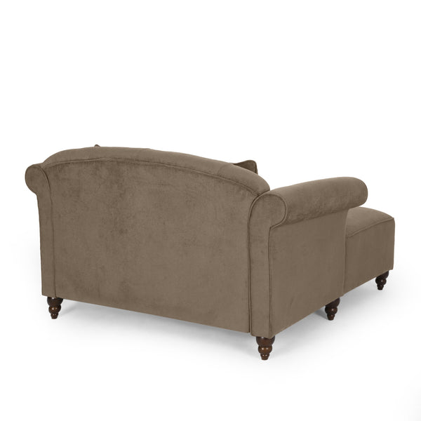 English Elm Christopher Knight Home® - Loveseat Double Chaise Lounge - Elegant Brown Fabric With Button-Tufted Design & Accent Pillows 68104.00AFBRN_68104.00BFBRN