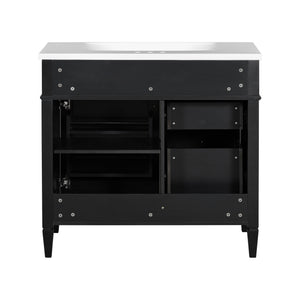 English Elm 36'' Modern Bathroom Vanity With Resin Sink, Storage Cabinet & Tip-Out Drawer For Stylish Organization SW000119AAB-2