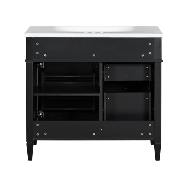 English Elm 36'' Modern Bathroom Vanity With Resin Sink, Storage Cabinet & Tip-Out Drawer For Stylish Organization SW000119AAB-2