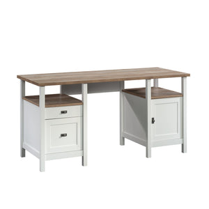 English Elm Desk, Modern Cottage-Style With White Finish & Wood-Tone Top - Perfect For Small Spaces & Easy Assembly B356P402733