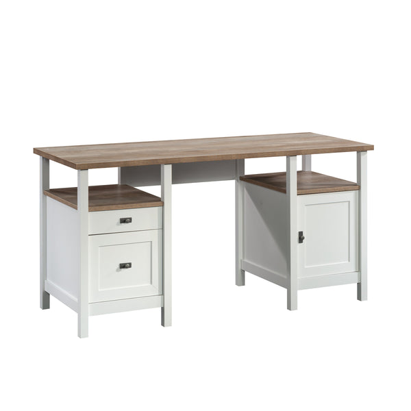 English Elm Desk, Modern Cottage-Style With White Finish & Wood-Tone Top - Perfect For Small Spaces & Easy Assembly B356P402733
