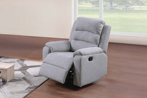 English Elm Modern Burlap Texture Manual Recliner Bone Finish Padded Arms Living Room Chair B011P466430