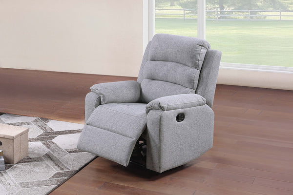 English Elm Modern Burlap Texture Manual Recliner Bone Finish Padded Arms Living Room Chair B011P466430