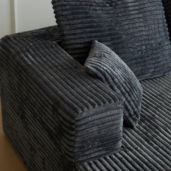 English Elm 133.86" Cloud Modular U-shaped Sectional Ribbed Corded Fabric Deep Seat Living Room Sofa Gray W668S00011