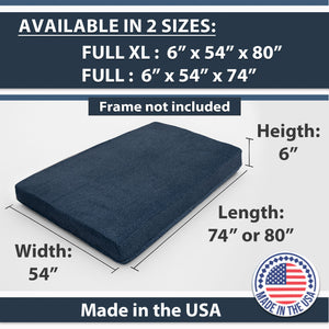 English Elm Memory Foam Infused Futon Mattress Full Xl - Versatile, Washable Cover & Thick Support For Guests B181P351988