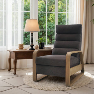 JLA Home Chapel Hill - Wood Chapel Hill Jordan push-back Recliner with Solid Wood Frame, Chenille Upholstery, Compact Comfort and Timeless Mid-Century Style Grey CH103-0074
