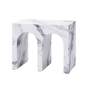 English Elm Fritzy Engineered Stone Console Table with Durable Anti-Yellowing ECC Surface, Waterproof Finish White Marble 23.35 L x 13.46 W x 19.53 H B2726P247232
