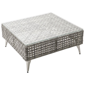 English Elm K&k 7 Piece Outdoor Modular Sectional Wicker Sofa Set with Tempered Glass Coffee Table Grey N707S000011G