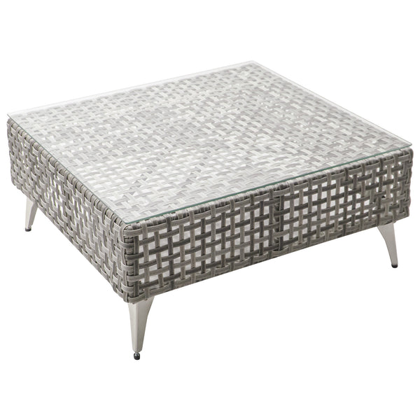 English Elm K&k 7 Piece Outdoor Modular Sectional Wicker Sofa Set with Tempered Glass Coffee Table Grey N707S000011G