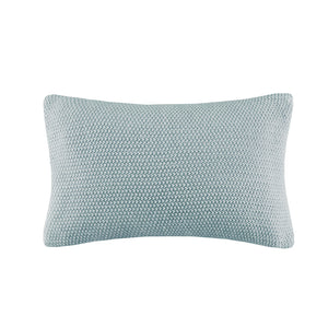 JLA Home INK+IVY - Oblong Knit Pillow Cover with Hidden Zipper — Ultra-Soft Acrylic Texture for Cozy Cottage Style Light Blue II21-1302