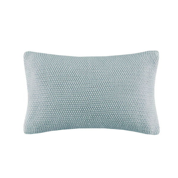 JLA Home INK+IVY - Oblong Knit Pillow Cover with Hidden Zipper — Ultra-Soft Acrylic Texture for Cozy Cottage Style Light Blue II21-1302