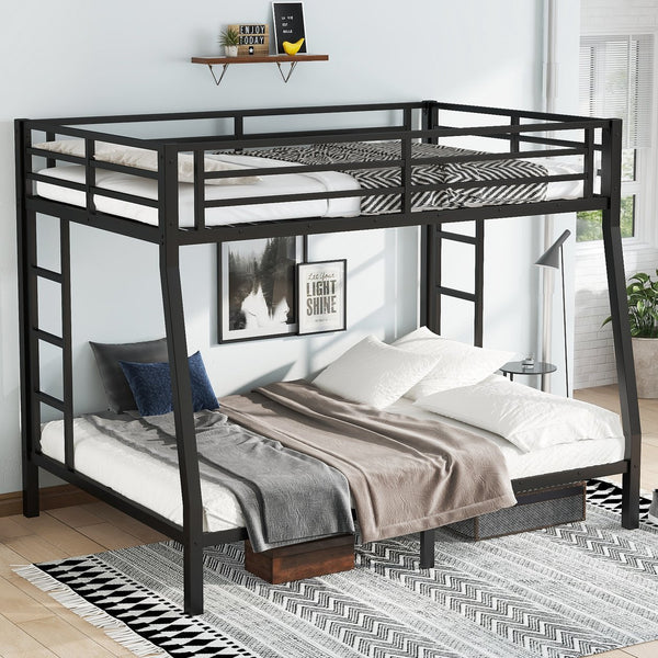 English Elm Metal Full Xl Over Queen Bunk Bed – Heavy-Duty, Space-Saving, Noise-Reducing Comfort For All Ages W1580S00238