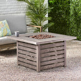 Christopher Knight Home® - Noble House - Elberton Outdoor 50,000 Btu Square Fire Pit, Brown Wood Pattern