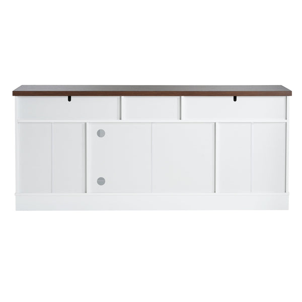 English Elm Christopher Knight Home® - Modern White 67" TV Console with Walnut Top, 4 Doors, 3 Drawers & Adjustable Shelves Storageelligent N779P296233W