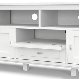 English Elm Warm Shaker 72" White Tv Media Stand - Handcrafted Solid Wood With Versatile Storage & Elegant Design B136P159717-GIGA