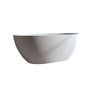 English Elm 66.9″solid Stone Resin Freestanding Bathtub Oval Matte White Soaking Tub Thermal Walls W2753P307870